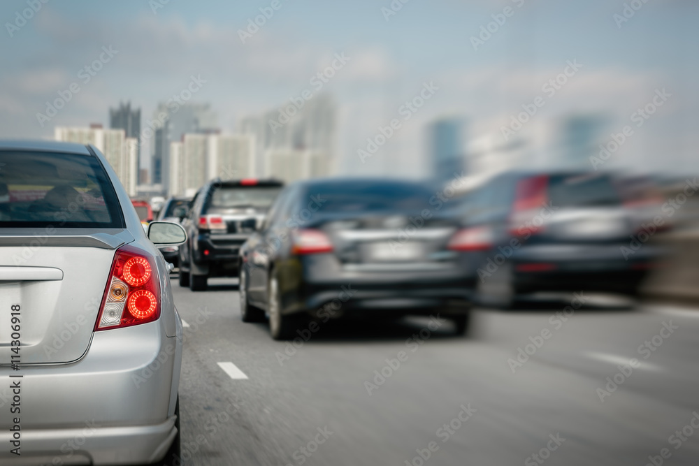 traffic on express way, cars with high speed