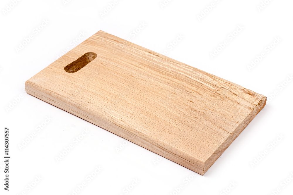 Kitchen wooden cutting board isolated over white