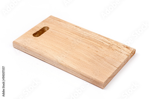 Kitchen wooden cutting board isolated over white