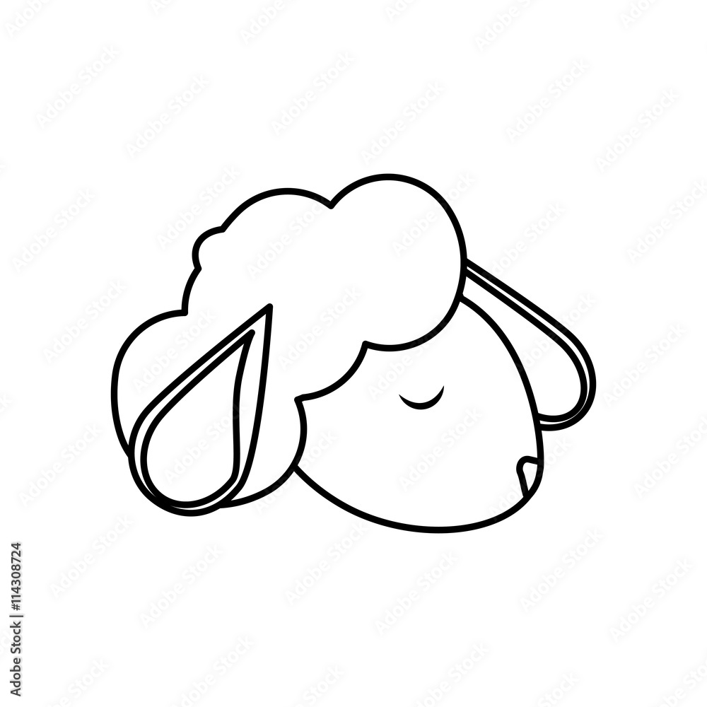 Cute animal concept represented by sheep icon. isolated and flat illustration Cute animal concept represented by sheep icon. isolated and flat illustration