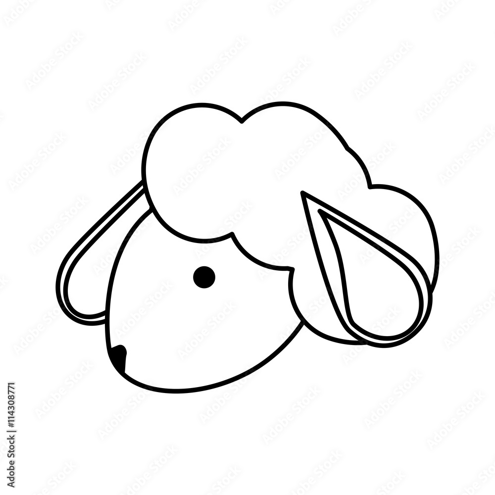 Cute animal concept represented by sheep icon. isolated and flat illustration Cute animal concept represented by sheep icon. isolated and flat illustration