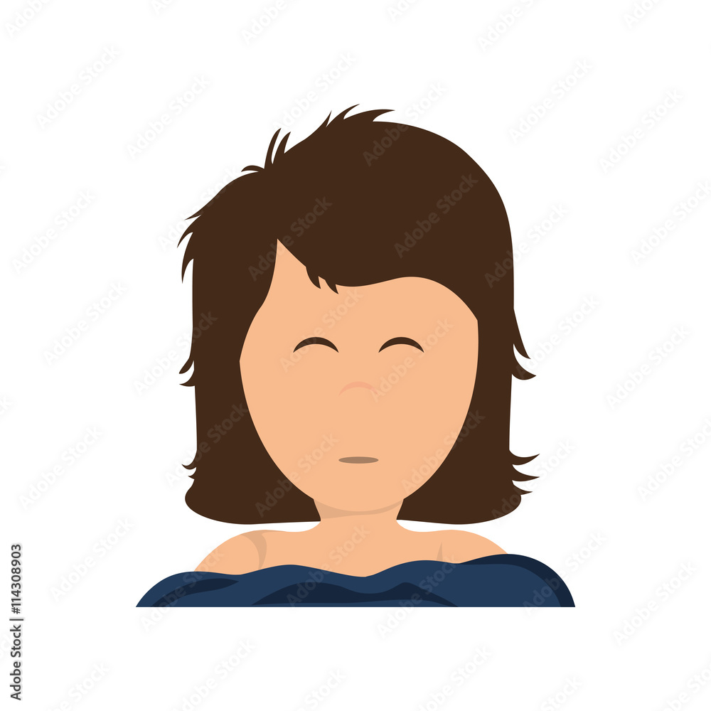 Resting and sleep concept represented by girl sleeping icon. isolated and flat illustration Resting and sleep concept represented by girl sleeping icon. isolated and flat illustration