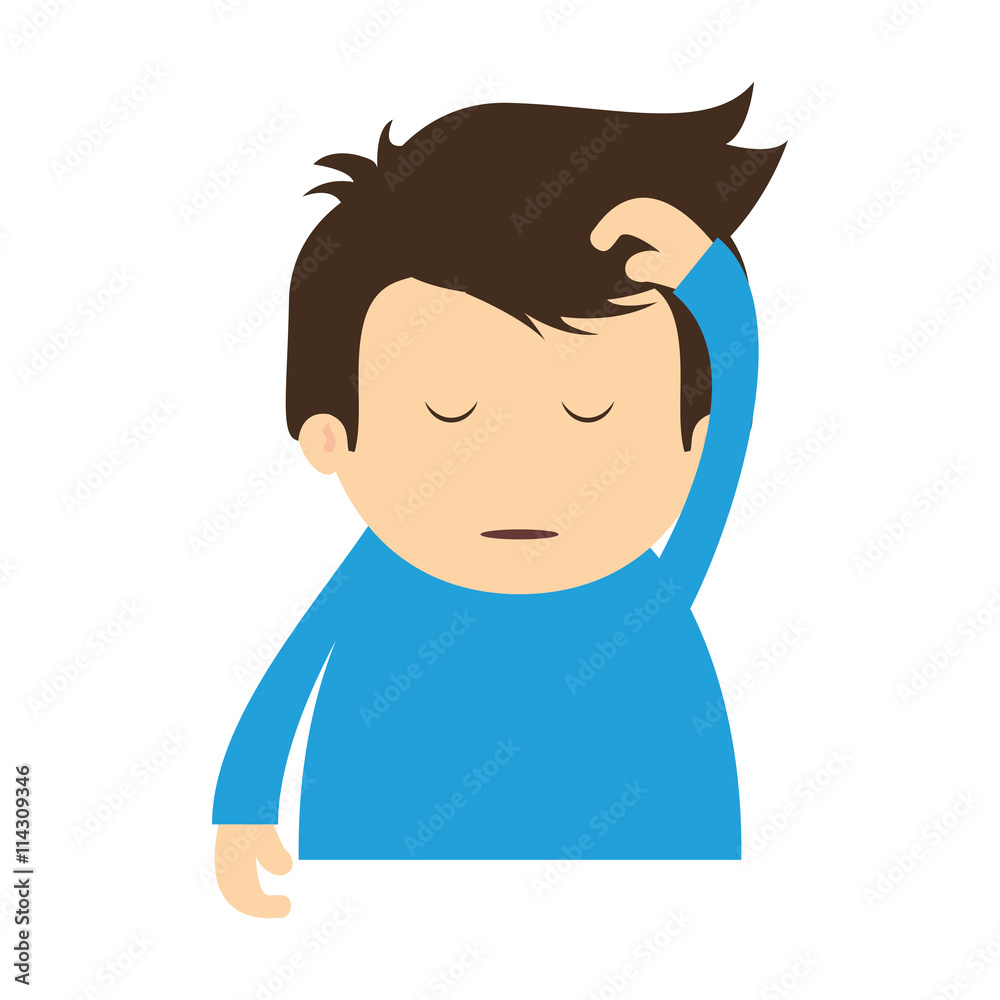 Resting and sleep concept represented by boy sleeping icon. isolated and flat illustration Resting and sleep concept represented by boy sleeping icon. isolated and flat illustration