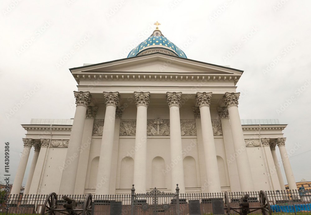 Colonnade of the Trinity Cathedral in St. Petersburg.