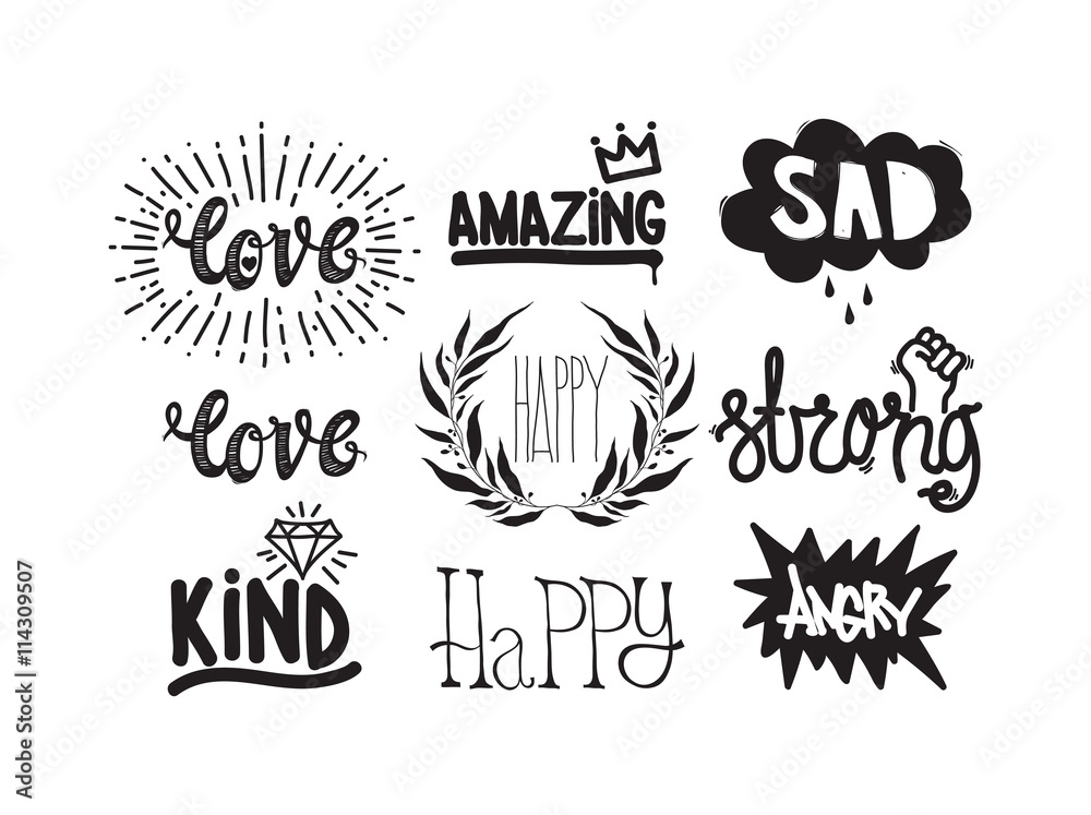 Fototapeta premium Color inspirational vector illustration set, motivational quotes