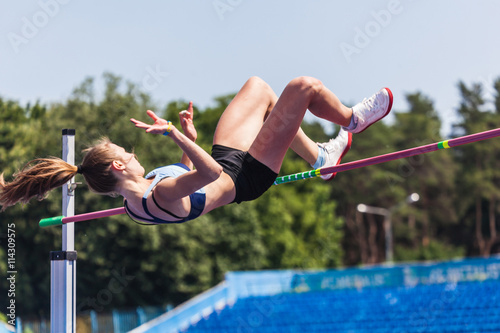 young woman in highjump