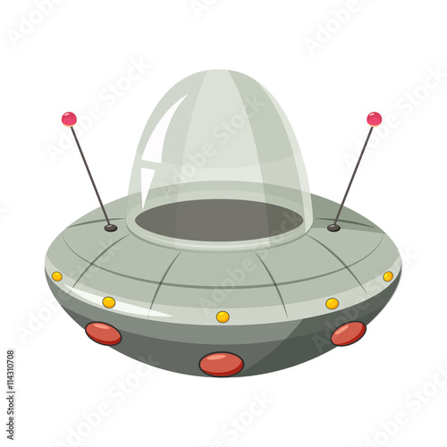 Ufo spaceship icon, cartoon style