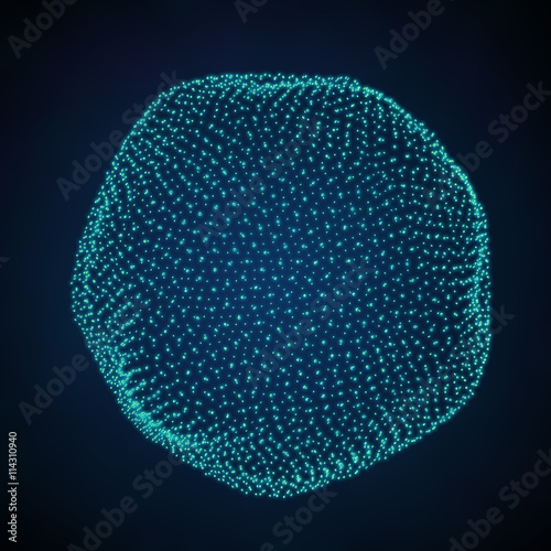 The sphere consisting of Points. Abstract Globe Grid. 3d Illustration