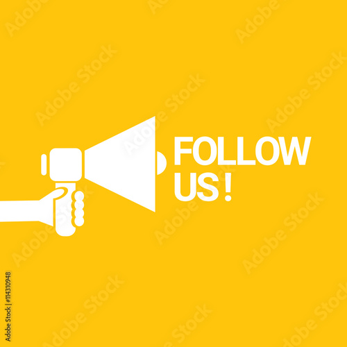 Follow us vector banner. Follow us concept