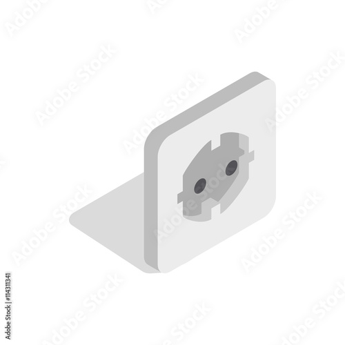 Electric white socket icon, isometric 3d style