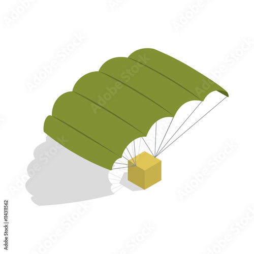 Military parachute icon, isometric 3d style