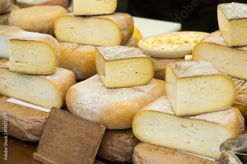 Cheese  on market counter