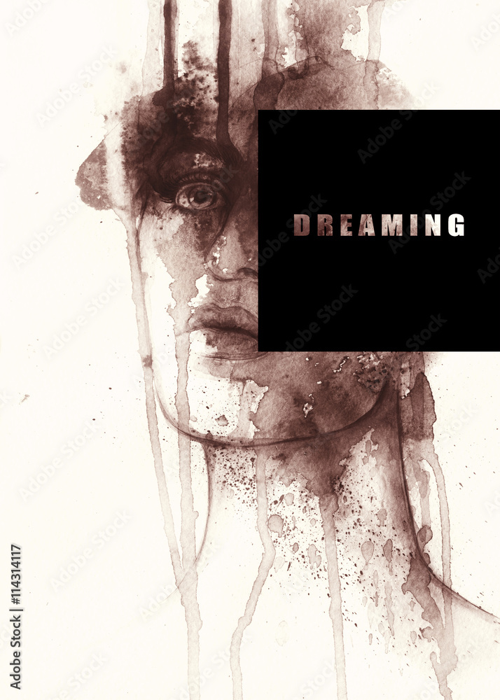 abstract woman portrait. watercolor illustration StockIllustration