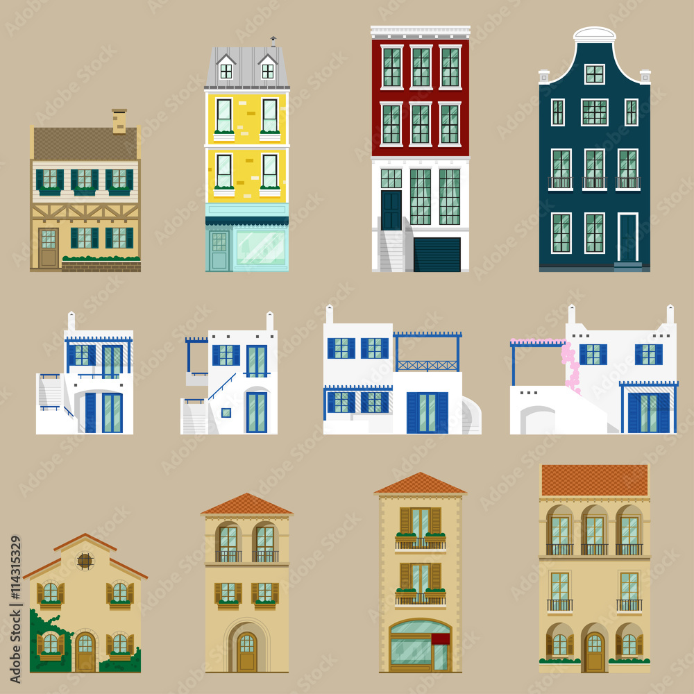 Houses collection,Europe house,vector,illustration