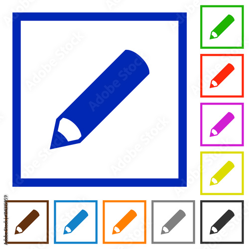 Pencil framed flat icons