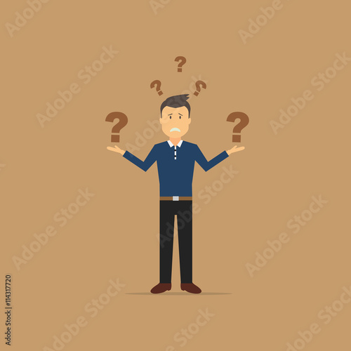 Confiused Businessman Vector Illustration