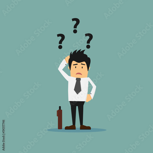 Confiused Businessman Vector Illustration