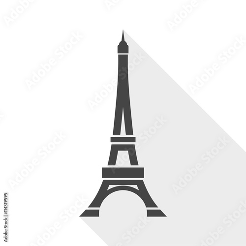 Vector Eiffel Tower Icon with long shadow