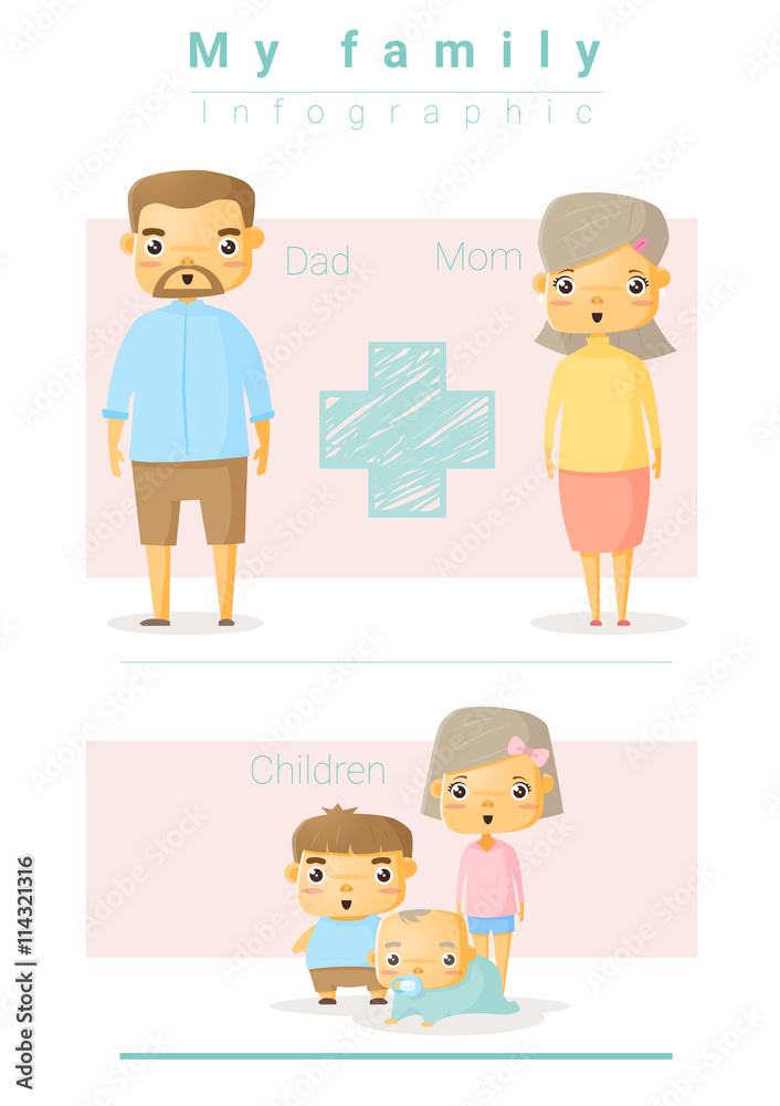 Family background and infographic , vector, illustration Family background and infographic , vector, illustration