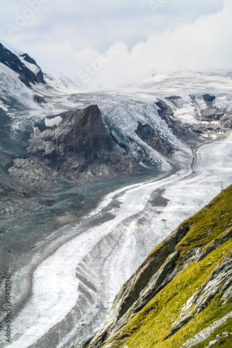 Glacier ice stream Gro  glockner in Austrian mountains