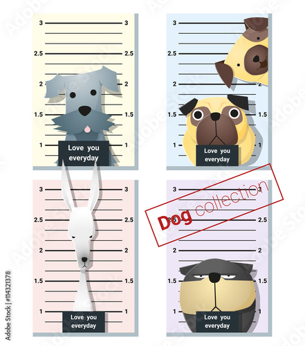 Mugshot of  cute dogs holding a banner , vector, illustration