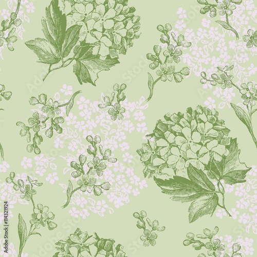 Green Flowers Seamless Pattern