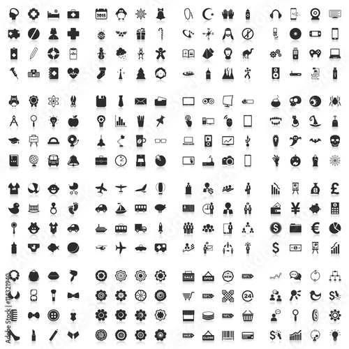 Large icons set. Vector illustration of flat