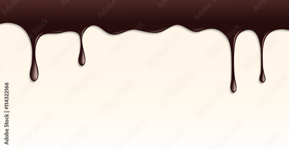 Fototapeta premium Melted Dark Chocolate Dripping on White Background.