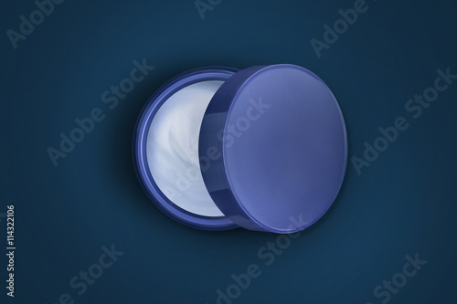 The Moon. Open jar with skin care night cream. Creative concept. Top view