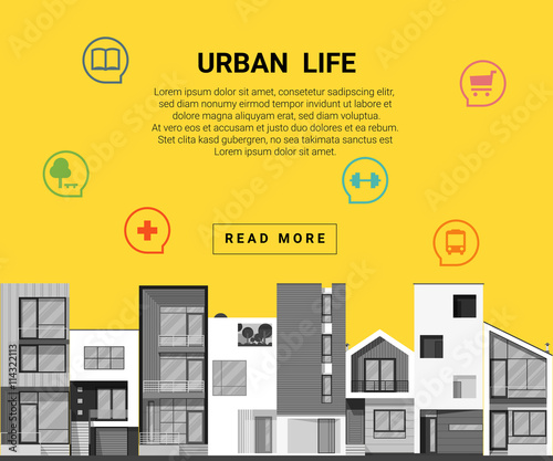 Residential banner and flat icon for web design , vector , illustration