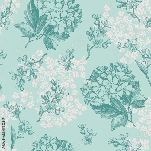 Turquoise Flowers Seamless Pattern