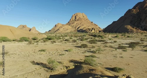 4K aerial view of granite peaks of the Spitzkoppe mountains photo