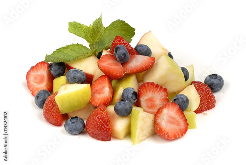 Fruit salad on a white background