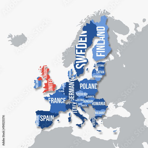 Vector map of European Union. Brexit. European Union without Uni