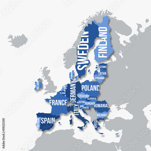 Vector map of European Union. Brexit. European Union without Uni