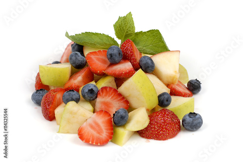Fruit salad on a white background
