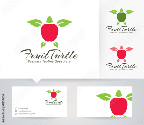 Fruit Turtle vector logo with business card template