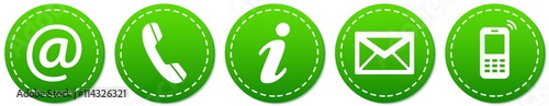 Contact Us – Round green sticker buttons with dashed line