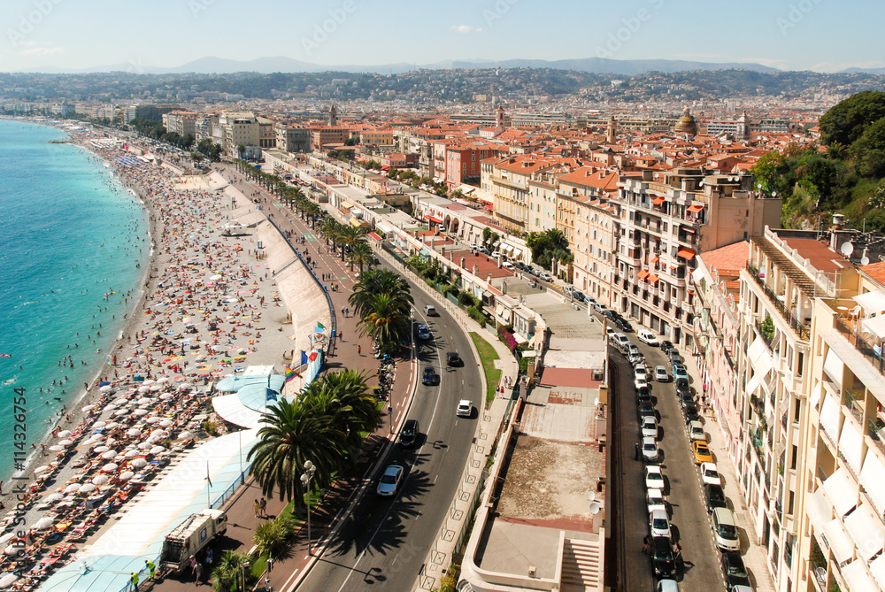 Panorama of the city of Nice in southern France