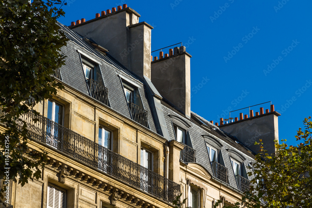 Old residential building front, Paris.