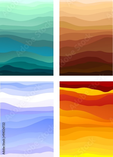 Abstract designs representing the four elements, or the four seasons. Also usable as decorative backgrounds