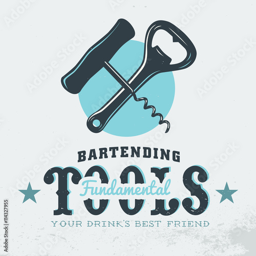 Bartender Profession Print Design. Corkscrew. Opener. Card Print
