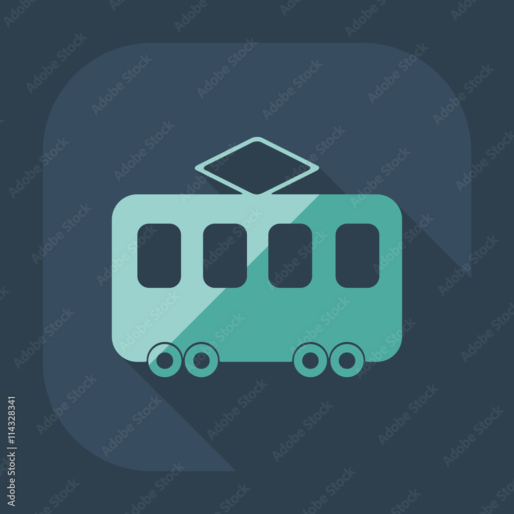 Flat modern design with shadow icon tram Flat modern design with shadow icon tram