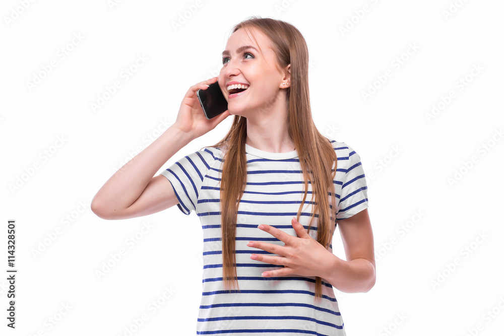 Young Woman Using a Cell Phone Isolated on White Young Woman Using a Cell Phone Isolated on White