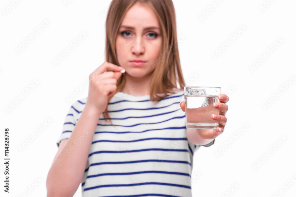 young woman feels unwell. All on white background. young woman feels unwell. All on white background.