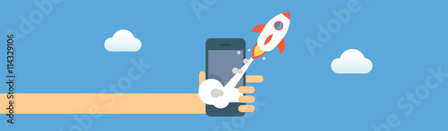 vector flat banner. Quality design illustration, elements and concept. AMP. Accelerated Mobile Pages. SEO