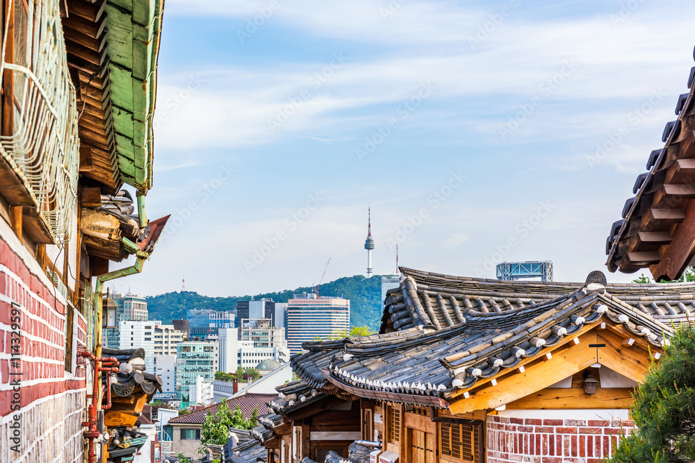Bukchon Hanok Village in Seoul, South Korea Stock Photo | Adobe Stock