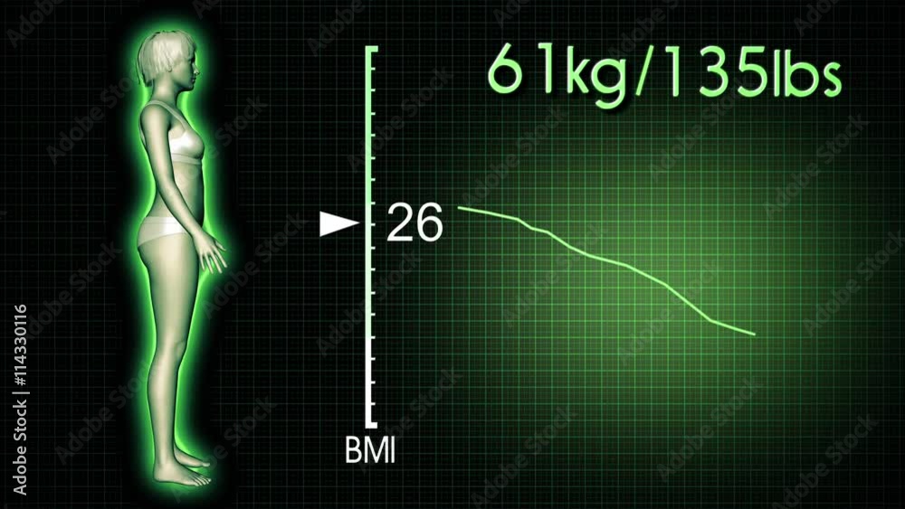 Simulation of a Fat Woman Losing Body Weight and BMI Index Computer X ...