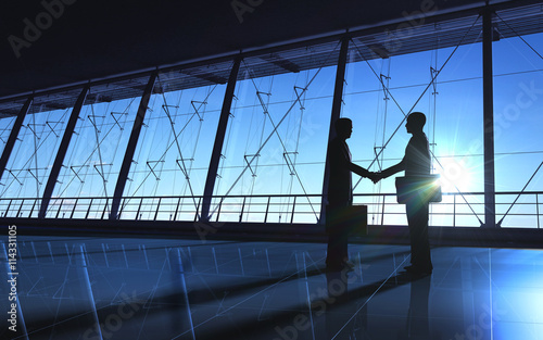 Two Business shake hand silhouettes © bas121