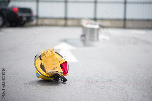 Firefighter fighting fire during training